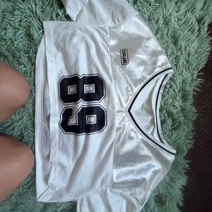 White and Black Cropped Jersey Top